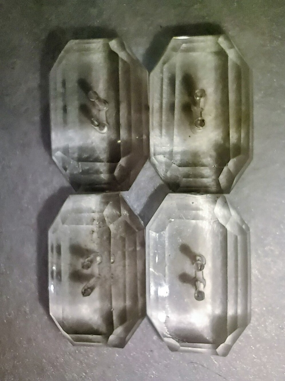 Set of 4 Faceted Clear Octagon Buttons
